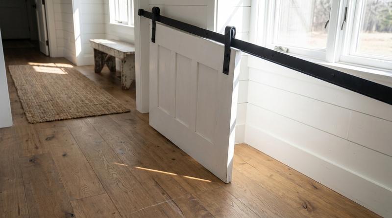 The same barn door rehung level and rolling smooth