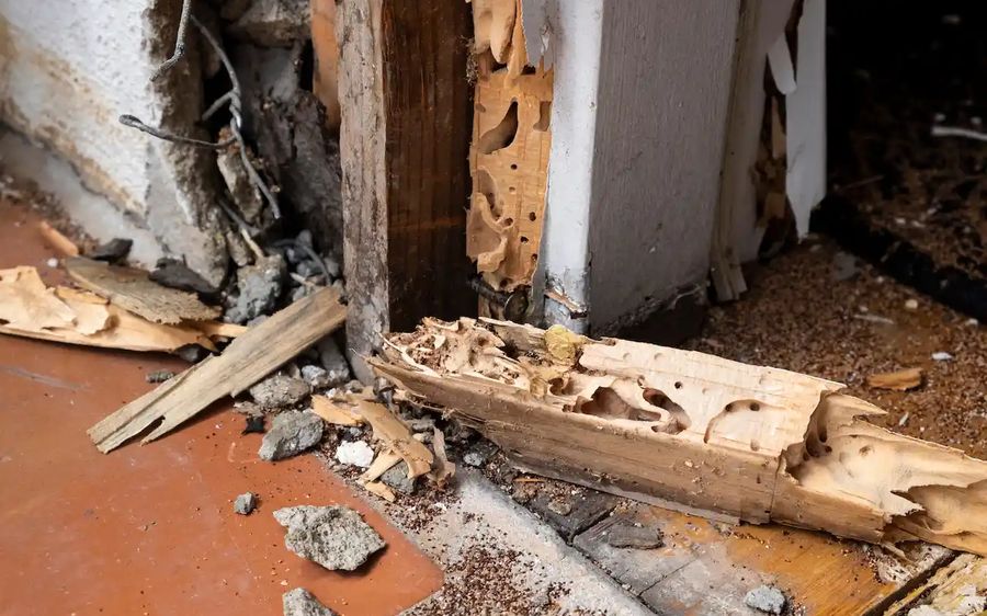 Termite and dry rot damaged framing