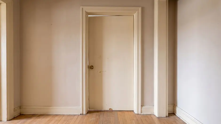 Before: a sagging door that will not latch