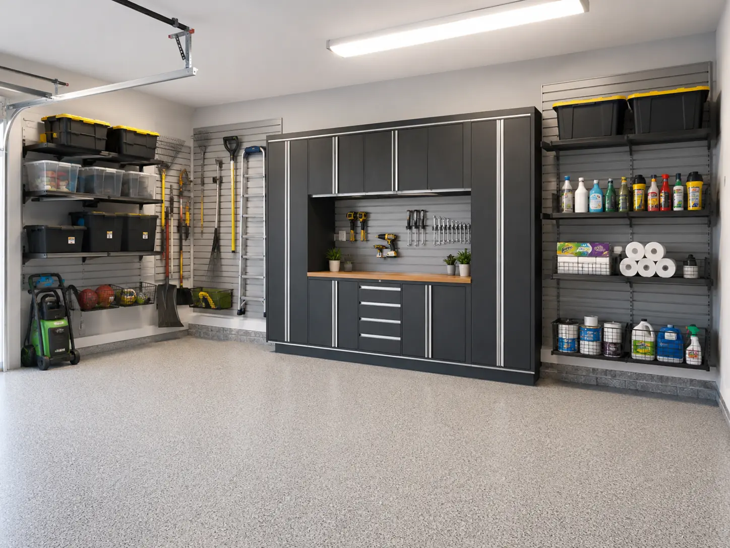Garage Wall Shelving And cabinet installation